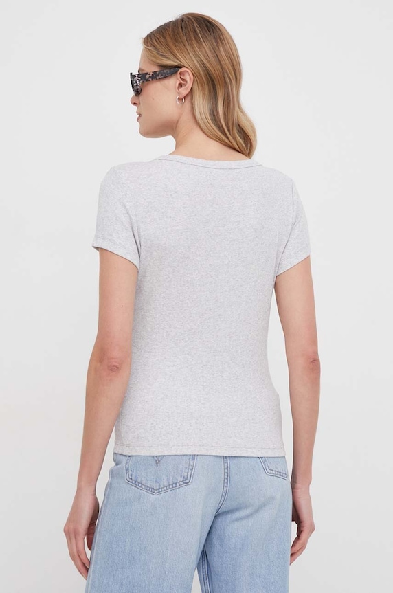 Oblečenie Tommy Jeans tričko dámske bavlnené s elastanom DW0DW17385 sivá