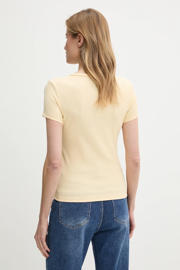 Tommy Jeans tricou de damă din bumbac cu elastan DW0DW17385 galben AA00