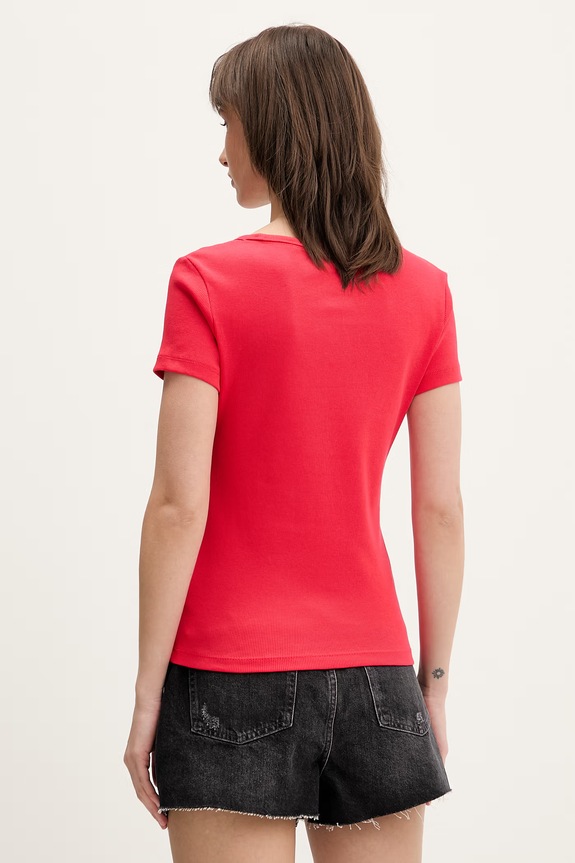 Odjeća Tommy Jeans majica ženska od pamuka s elastanom DW0DW17385 crvena