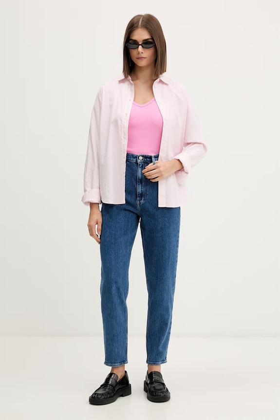 Tommy Jeans tricou pentru femei, din bumbac cu elastan DW0DW17385 roz AA00