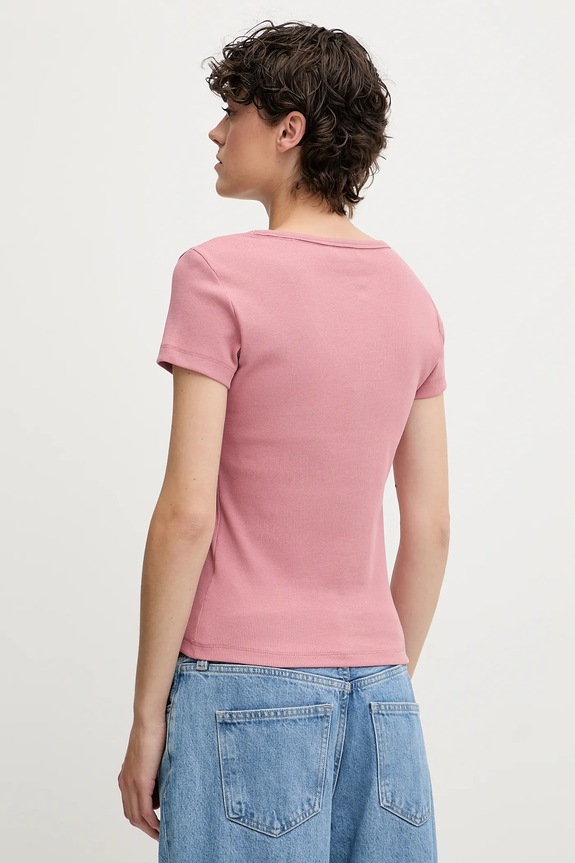 Tommy Jeans tricou de damă din bumbac cu elastan DW0DW17385 portocaliu AA00