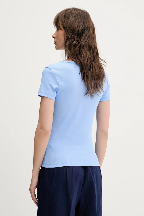 Tommy Jeans tricou de femei din bumbac cu elastan DW0DW17385 albastru AA00