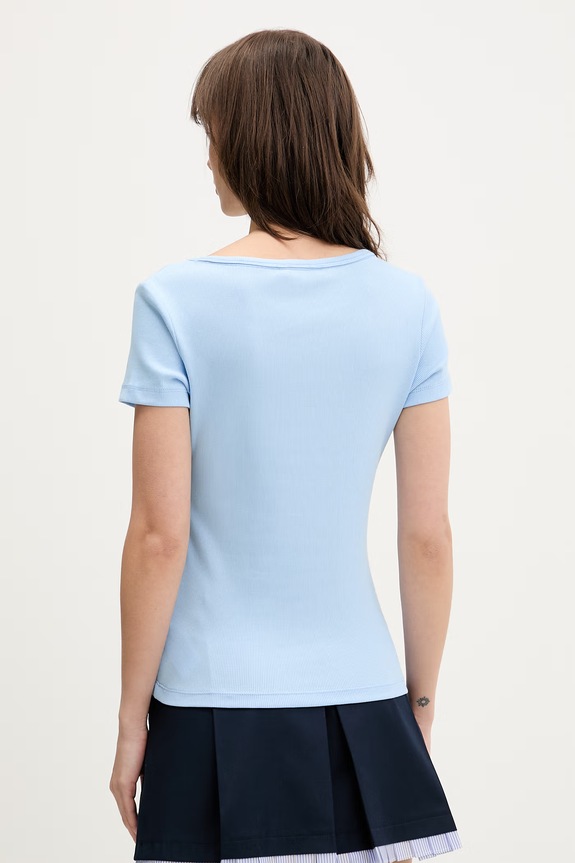 Odjeća Tommy Jeans majica za žene od pamuka s elastanom DW0DW17385 plava