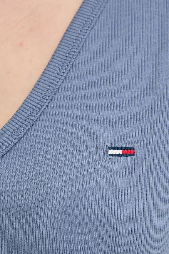Tommy Jeans tričko dámske bavlnené s elastanom modrá DW0DW17385