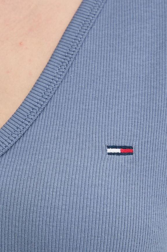 Tommy Jeans tričko dámske bavlnené s elastanom modrá DW0DW17385