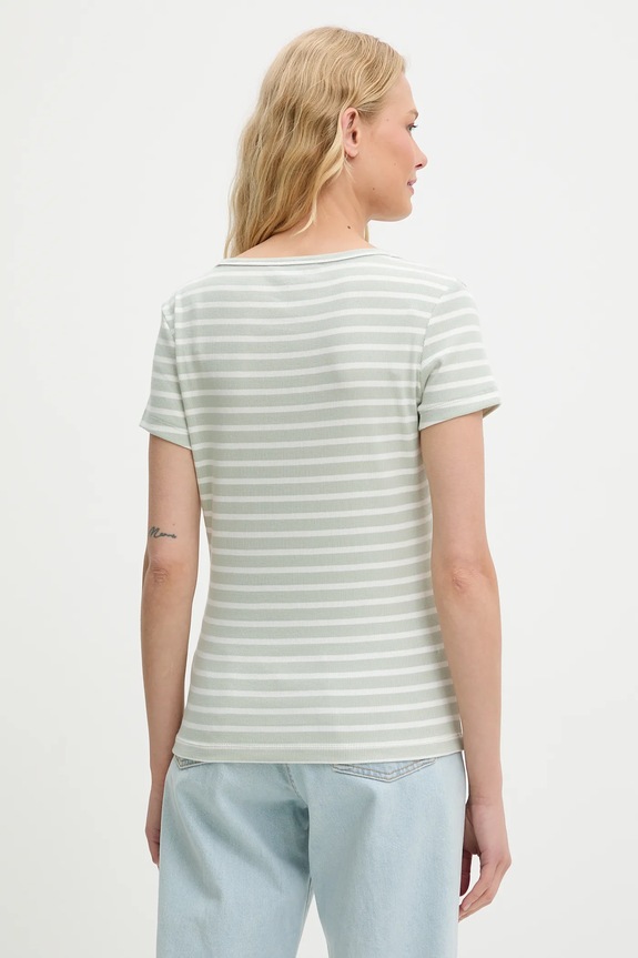 Îmbrăcăminte Tommy Jeans tricou de femei din bumbac cu elastan DW0DW17385 verde