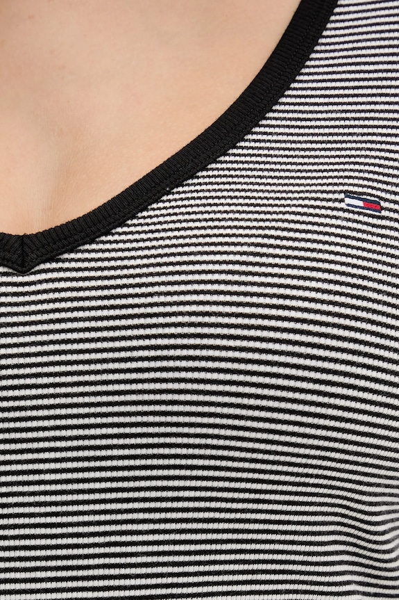 Tommy Jeans tricou femei din bumbac cu elastan DW0DW17385 negru