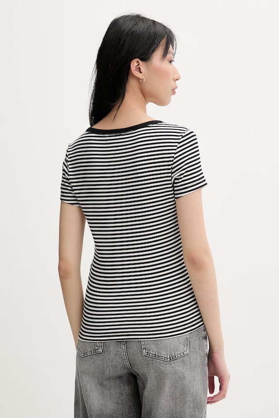 Îmbrăcăminte Tommy Jeans tricou femeiesc din bumbac cu elastan DW0DW17385 negru
