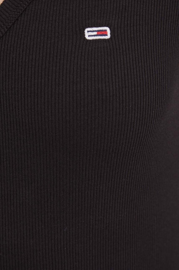 Tommy Jeans T-shirt damski bawełniany z elastanem czarny DW0DW17385