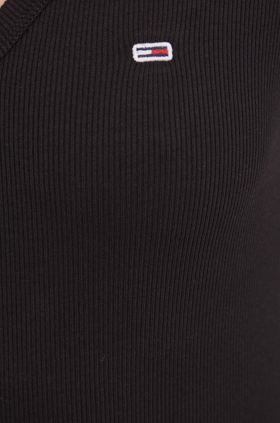 Tommy Jeans T-shirt damski bawełniany z elastanem czarny DW0DW17385