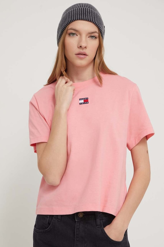 Tričko Tommy Jeans DW0DW17391 ružová AW24