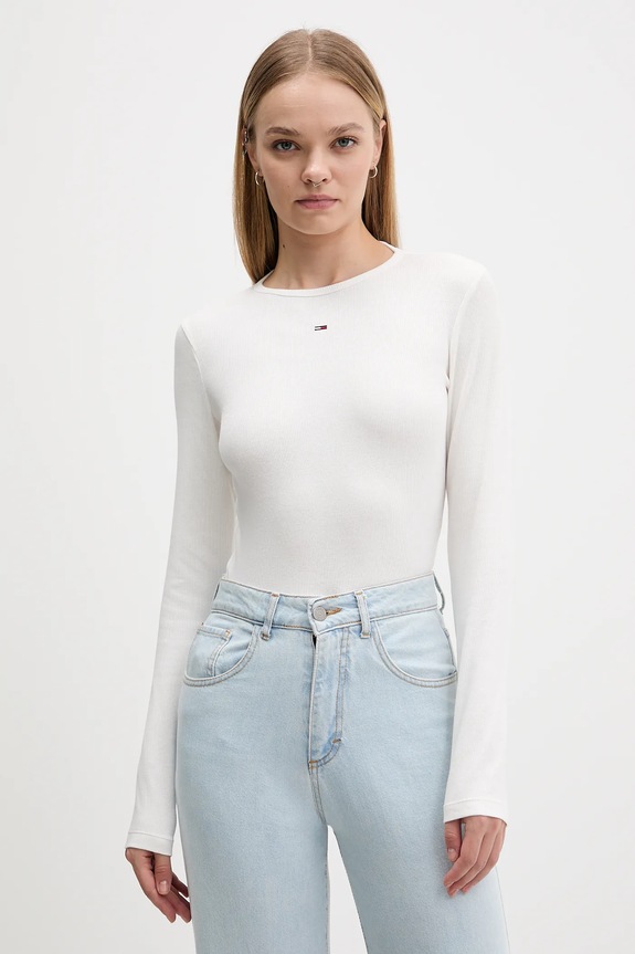 Majica dugih rukava Tommy Jeans 2-pack bez uzorka bijela DW0DW17716
