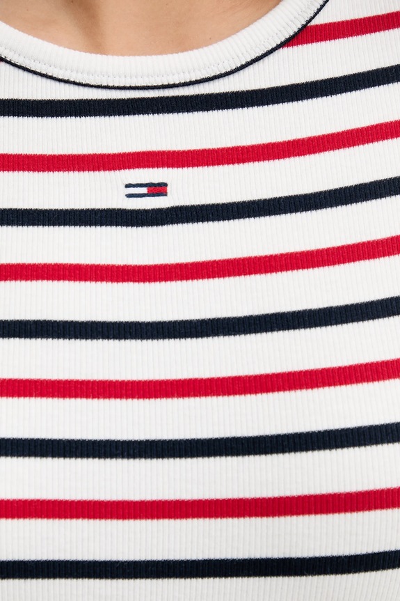 Tommy Jeans t-shirt basic damski bawełniany z elastanem DW0DW17383 biały