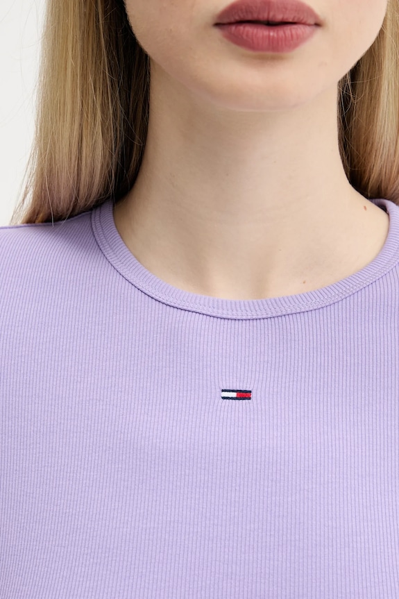 Tommy Jeans basic tričko dámske bavlnené s elastanom DW0DW17383 fialová