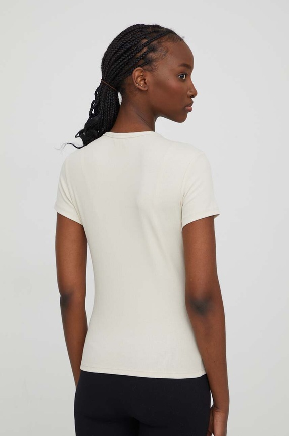 Tommy Jeans basic tričko dámske bavlnené s elastanom DW0DW17383 béžová AA00