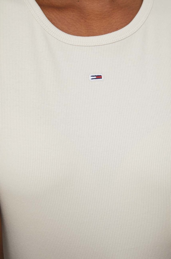 Tommy Jeans basic tričko dámske bavlnené s elastanom béžová DW0DW17383