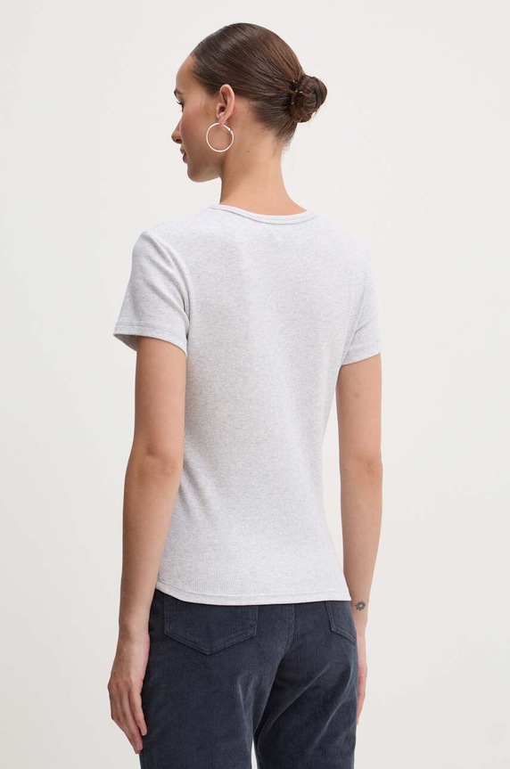 Odzież Tommy Jeans t-shirt basic damski bawełniany z elastanem DW0DW17383 szary