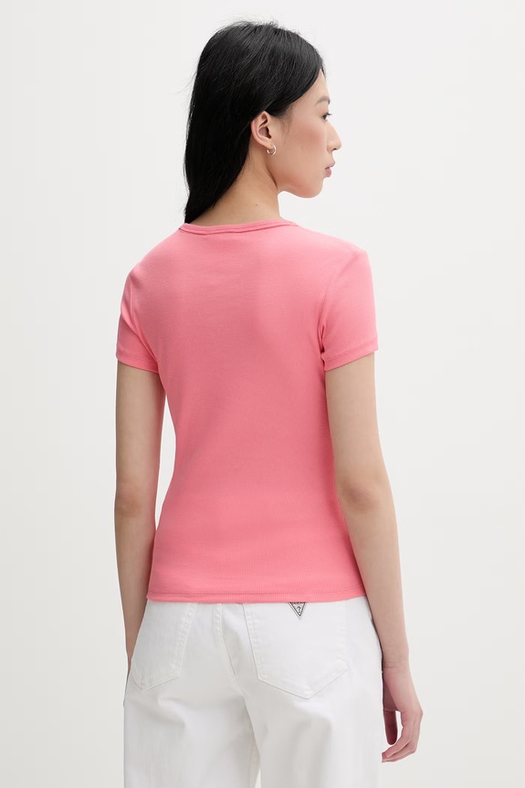 Oblečenie Tommy Jeans basic tričko dámske bavlnené s elastanom DW0DW17383 ružová