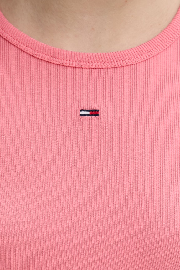 Tommy Jeans basic tričko dámske bavlnené s elastanom DW0DW17383 ružová