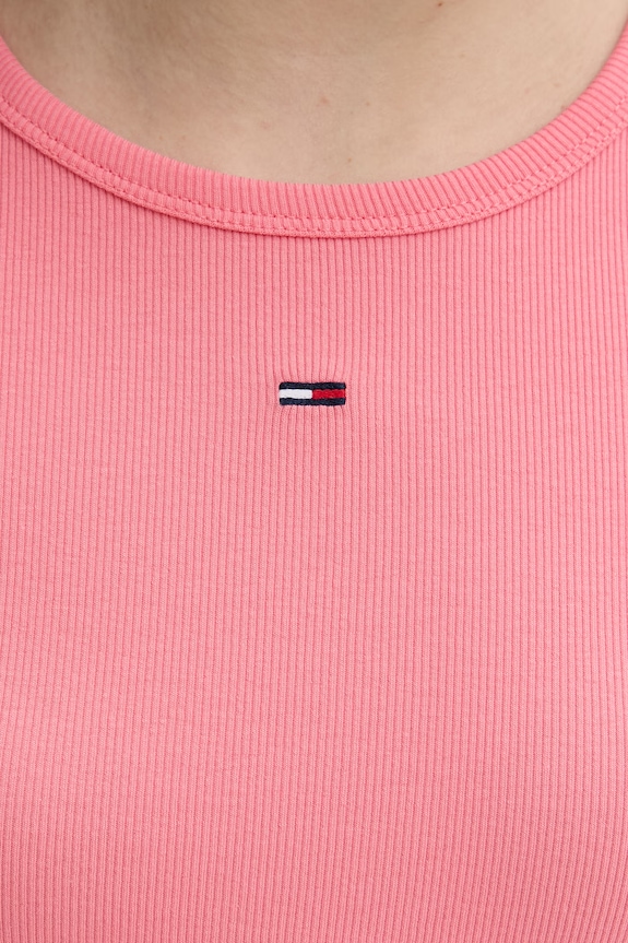 Tommy Jeans basic tričko dámske bavlnené s elastanom DW0DW17383 ružová