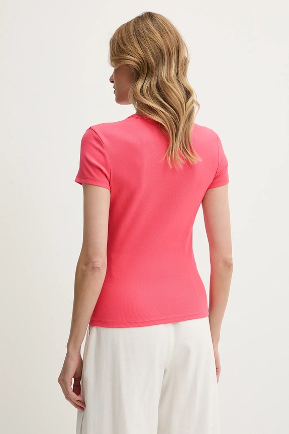 Tommy Jeans t-shirt basic damski bawełniany z elastanem DW0DW17383 różowy AA00