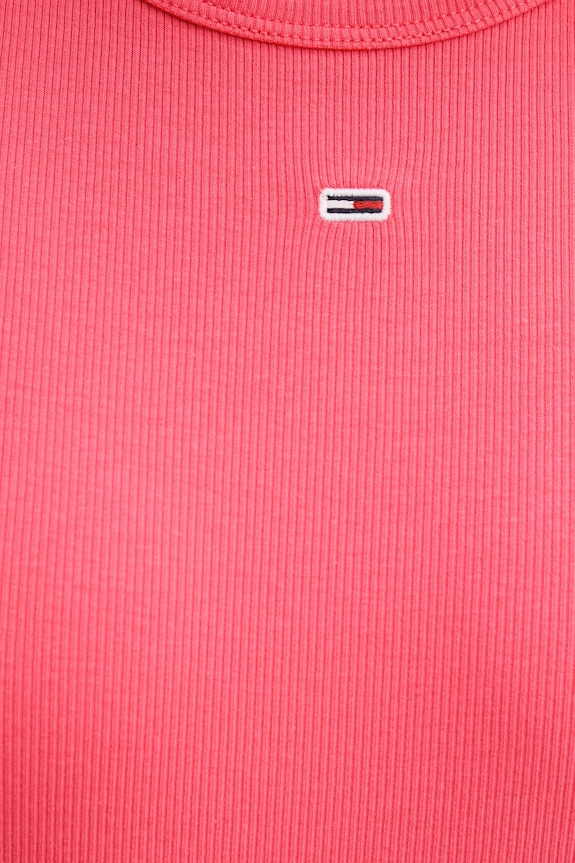 Tommy Jeans t-shirt basic damski bawełniany z elastanem różowy DW0DW17383