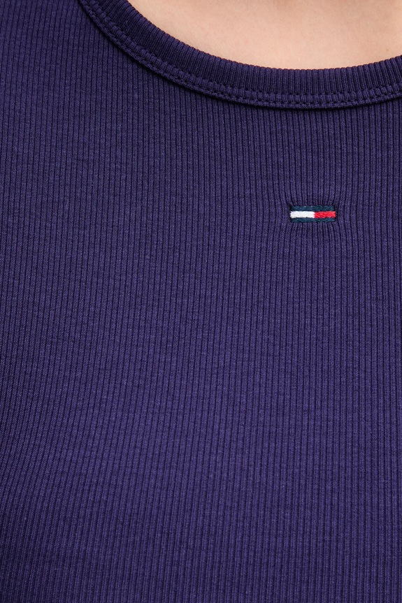Tommy Jeans t-shirt basic damski bawełniany z elastanem fioletowy DW0DW17383
