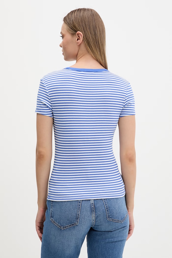 Odzież Tommy Jeans t-shirt basic damski bawełniany z elastanem DW0DW17383 niebieski