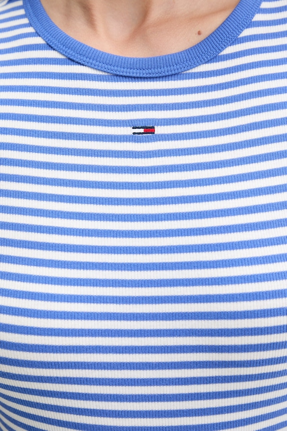 Tommy Jeans t-shirt basic damski bawełniany z elastanem DW0DW17383 niebieski