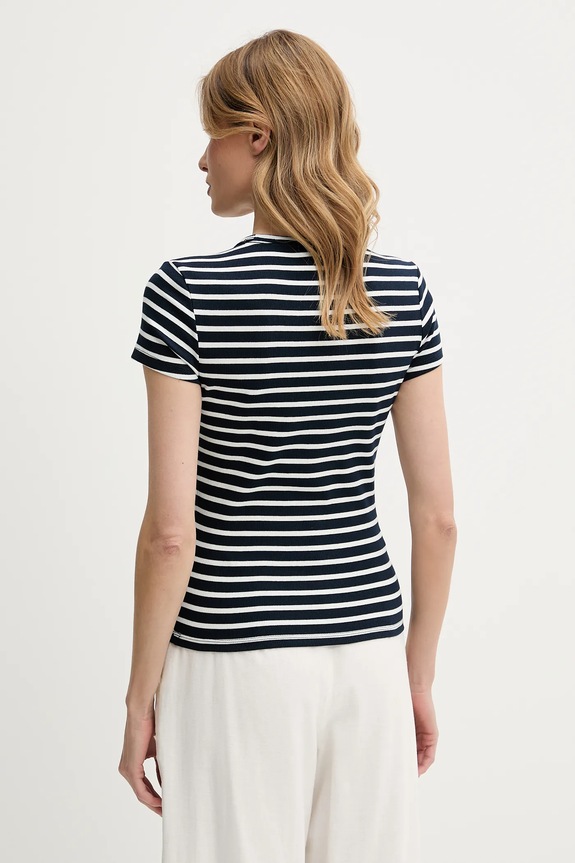 Tommy Jeans t-shirt basic damski bawełniany z elastanem DW0DW17383 granatowy AA00