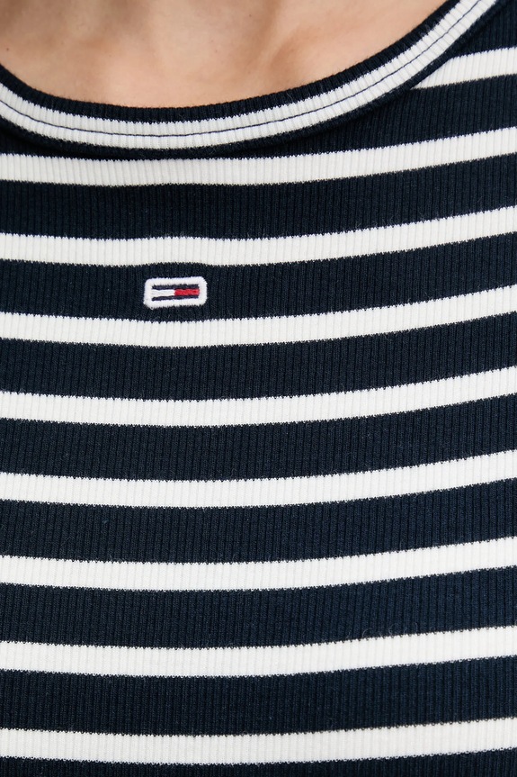 Tommy Jeans t-shirt basic damski bawełniany z elastanem granatowy DW0DW17383