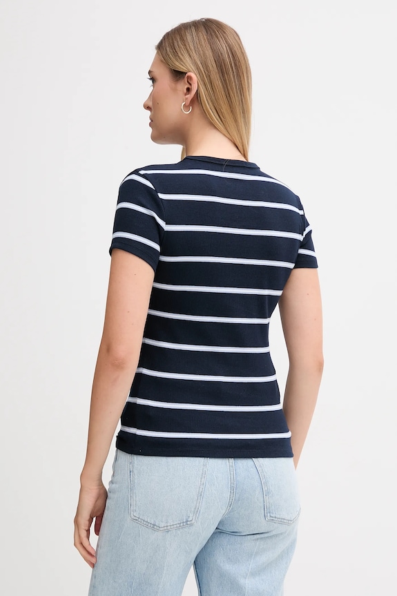 Tommy Jeans t-shirt basic damski bawełniany z elastanem DW0DW17383 granatowy AA00