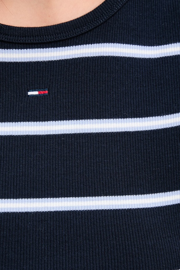 Tommy Jeans t-shirt basic damski bawełniany z elastanem granatowy DW0DW17383