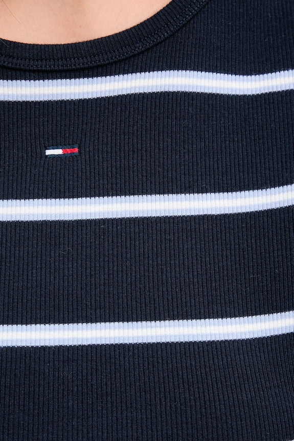 Tommy Jeans t-shirt basic damski bawełniany z elastanem granatowy DW0DW17383
