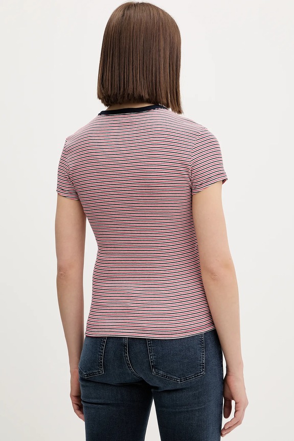 Oblečenie Tommy Jeans basic tričko dámske bavlnené s elastanom DW0DW17383 tmavomodrá