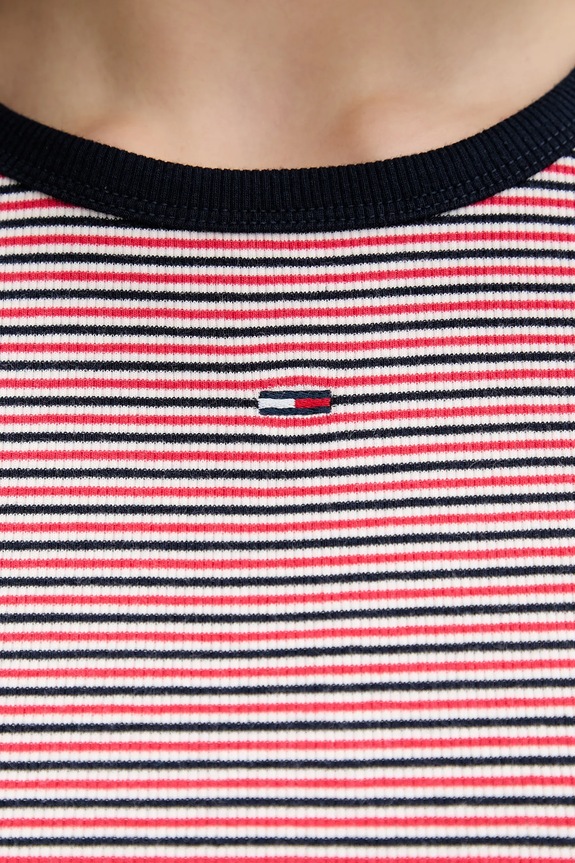 Tommy Jeans basic tričko dámske bavlnené s elastanom DW0DW17383 tmavomodrá