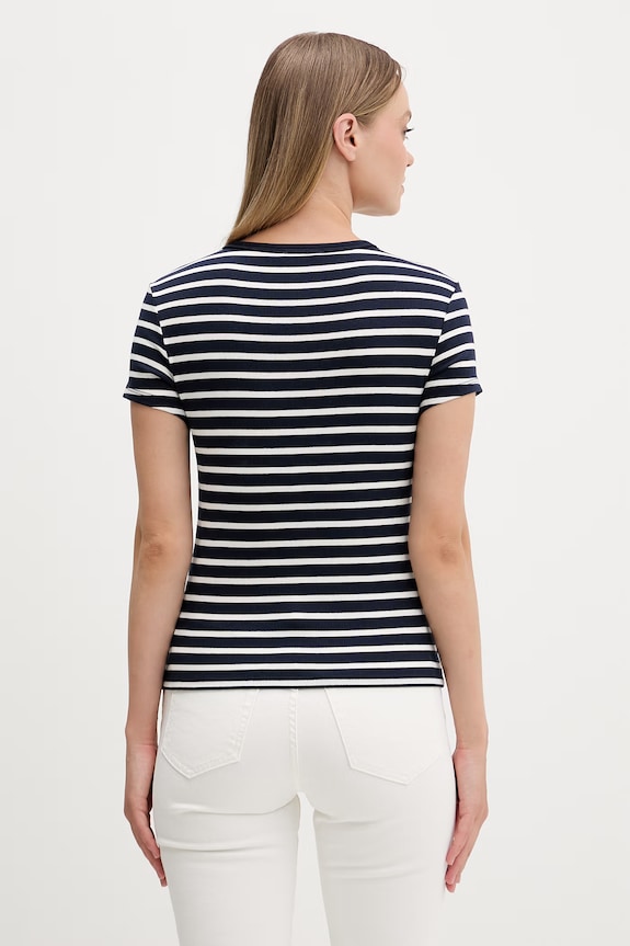 Oblečení Tommy Jeans basic tričko dámské bavlněné s elastanem DW0DW17383 námořnická modř