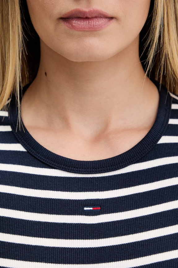 Tommy Jeans basic tričko dámské bavlněné s elastanem DW0DW17383 námořnická modř