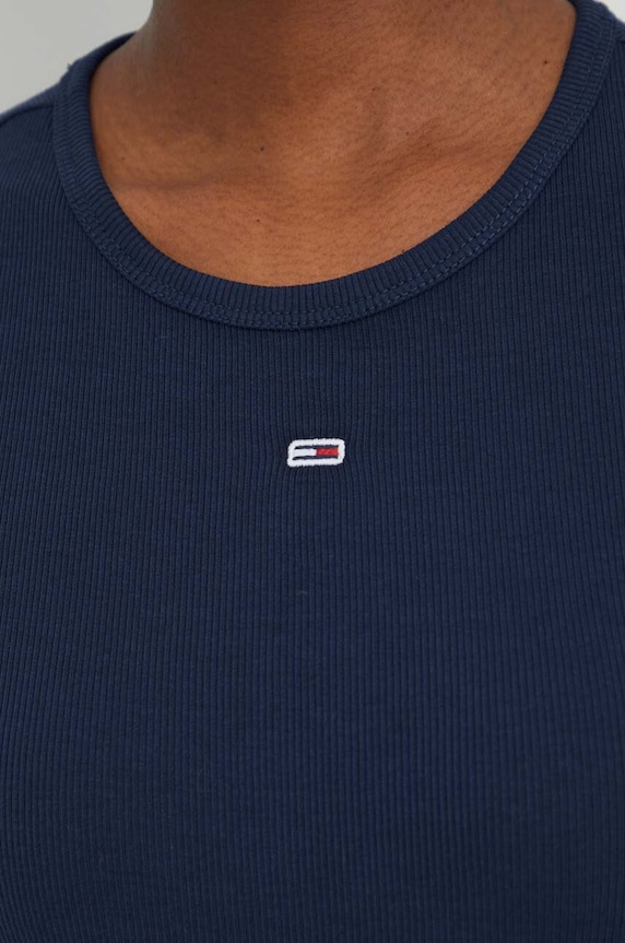 Tommy Jeans t-shirt basic damski bawełniany z elastanem granatowy DW0DW17383
