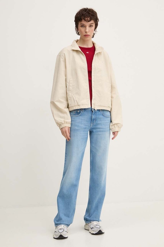 Tommy Jeans T-shirt basic damski bawełniany z elastanem DW0DW17383 bordowy AA00