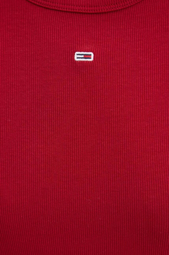 Tommy Jeans T-shirt basic damski bawełniany z elastanem DW0DW17383 bordowy