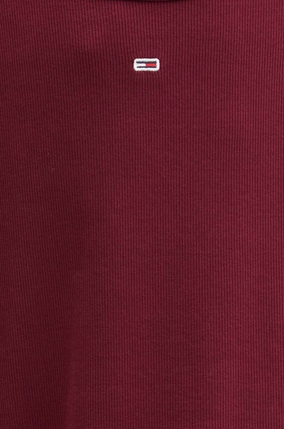 Tommy Jeans basic tričko dámské bavlněné s elastanem DW0DW17383 burgundské