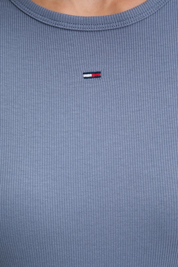 Tommy Jeans t-shirt basic damski bawełniany z elastanem niebieski DW0DW17383