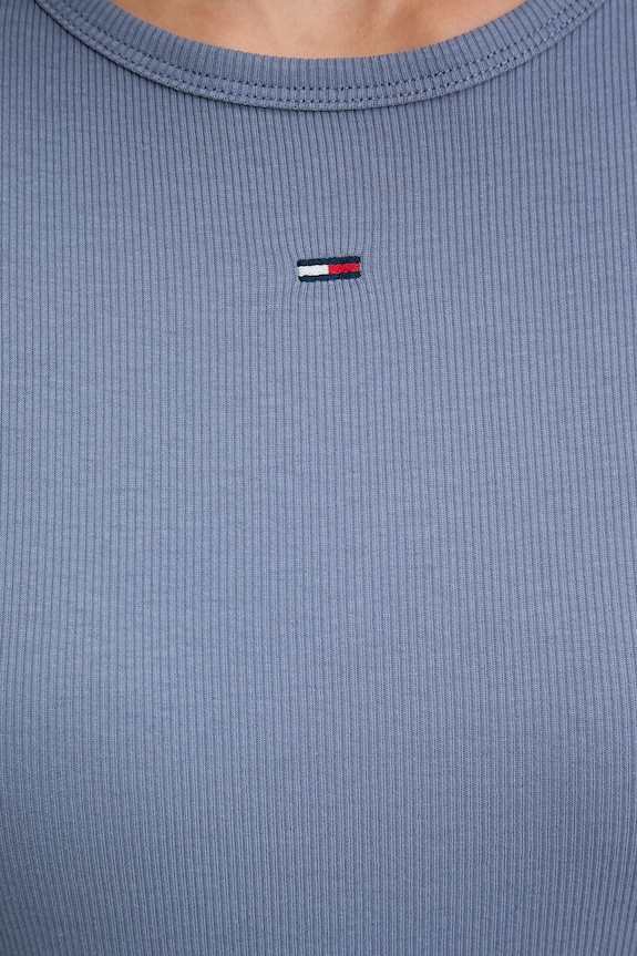 Tommy Jeans t-shirt basic damski bawełniany z elastanem niebieski DW0DW17383