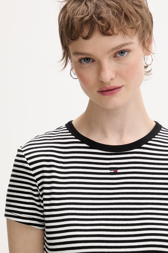 Tommy Jeans basic tričko dámske bavlnené s elastanom čierna DW0DW17383