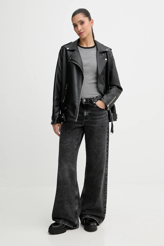 Tommy Jeans basic tričko dámske bavlnené s elastanom DW0DW17383 čierna AA00