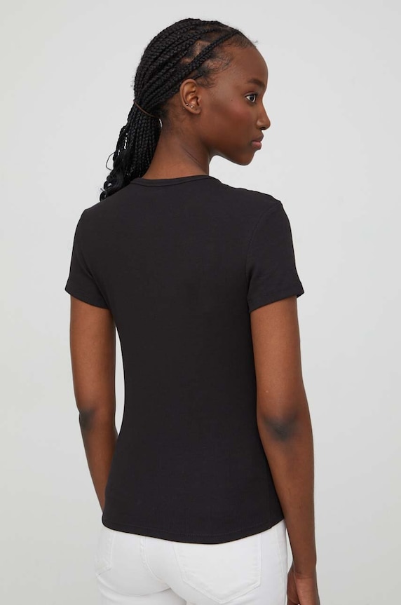 Oblečenie Tommy Jeans basic tričko dámske bavlnené s elastanom DW0DW17383 čierna