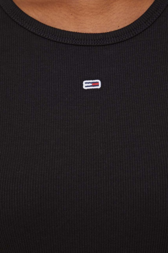Tommy Jeans basic tričko dámske bavlnené s elastanom čierna DW0DW17383