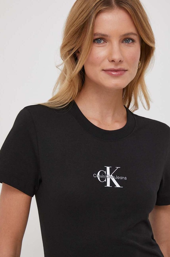 Bavlnené tričko Calvin Klein Jeans J20J222564 čierna SS24