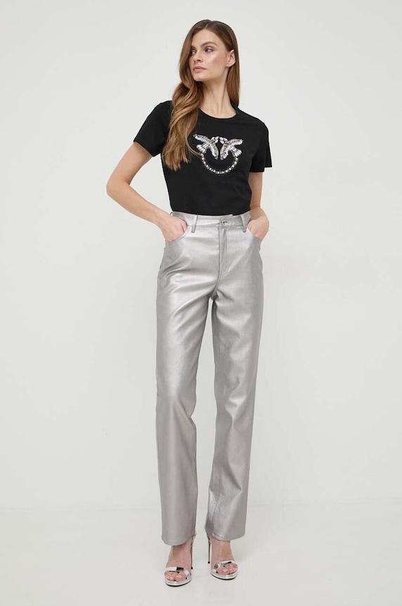 Pinko t-shirt bawełniany 100535.A1R7 czarny SS24